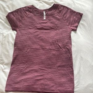Athleta pink striped fitted workout tee